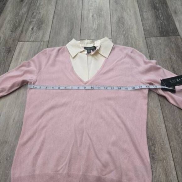 Nwt Lauren Ralph Lauren arctic nights winter rose  silk cashmere blend sweater M - Picture 6 of 11